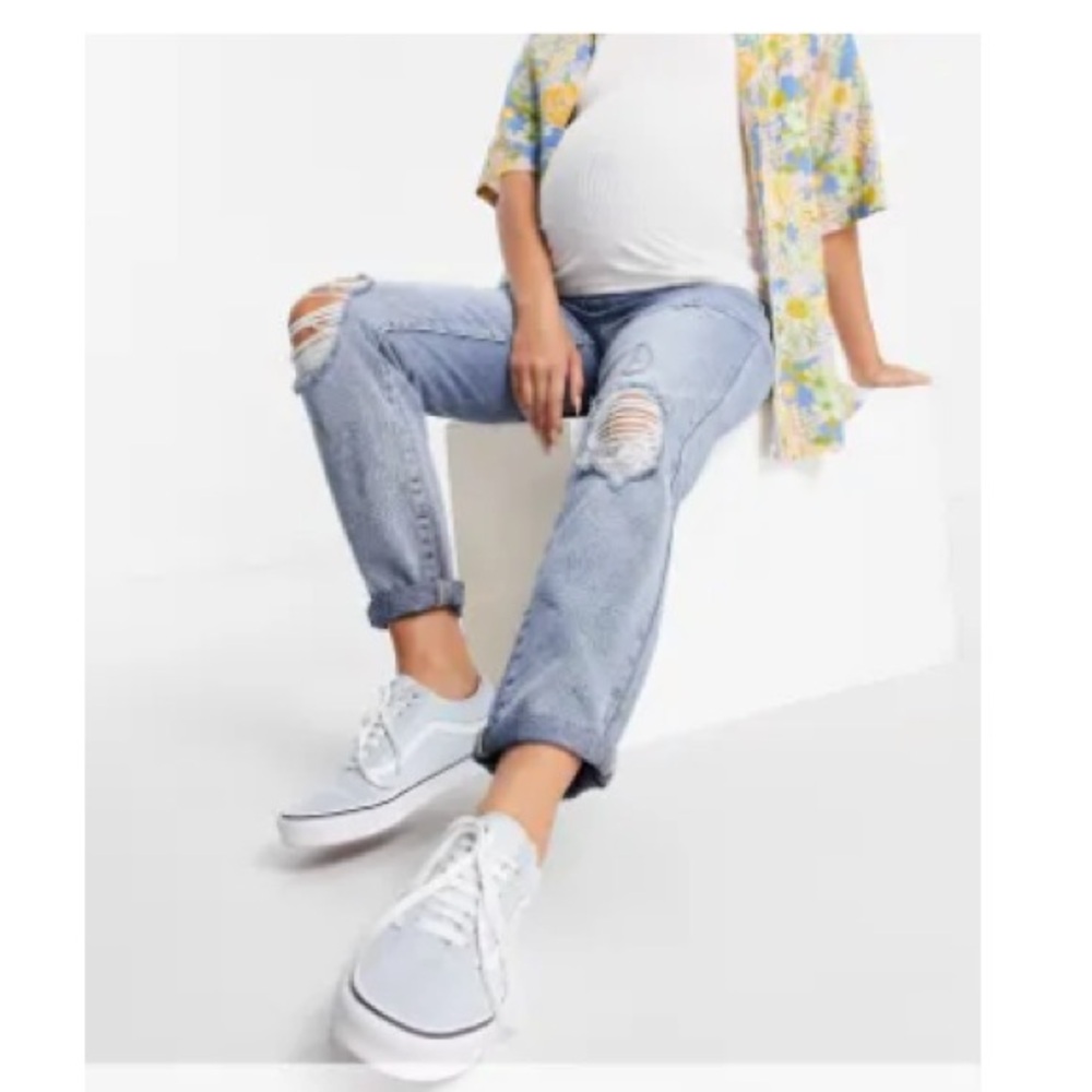 ASOS maternity ripped mom jeans